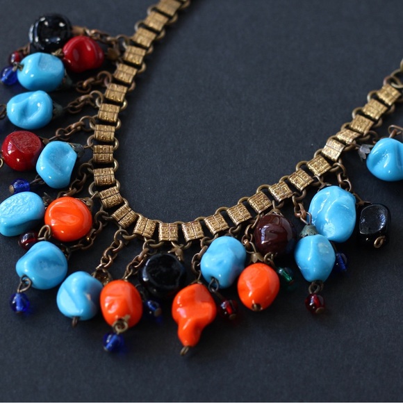 1930s unsigned Frank Hess / Miriam Haskell Book Chain Dangle Bracelet - Picture 8 of 9